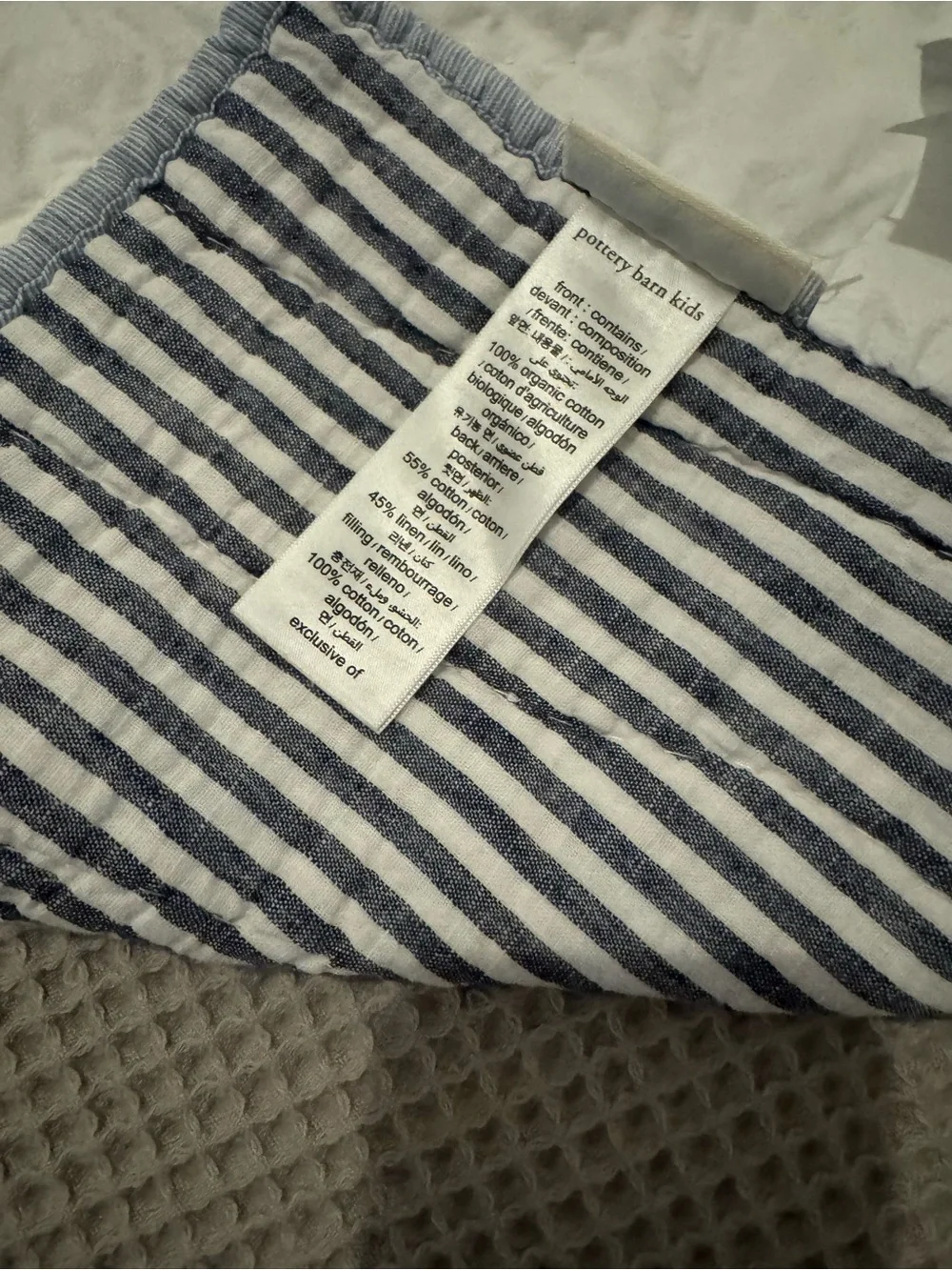 Pottery Barn Kids Whale Appliqué Quilt - Navy, Light Gray, White